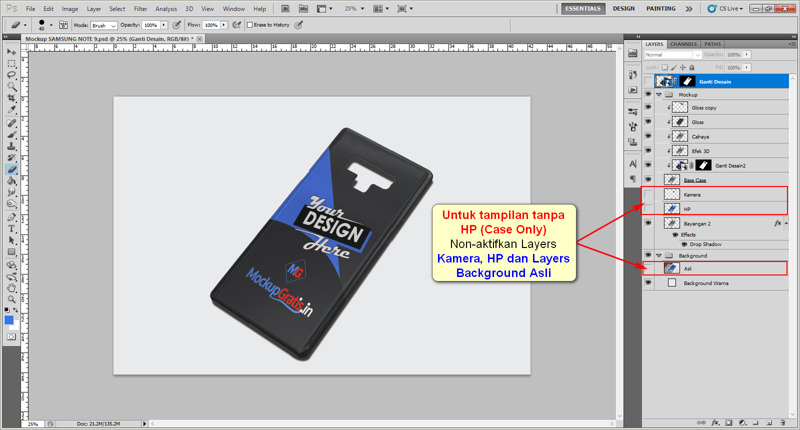 Mockup Case Samsung Galaxy Note 9 Gratis File PSD