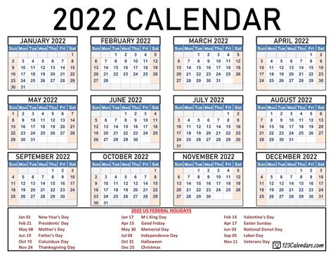 2022 Calendar Template Psd&nbsp;Free